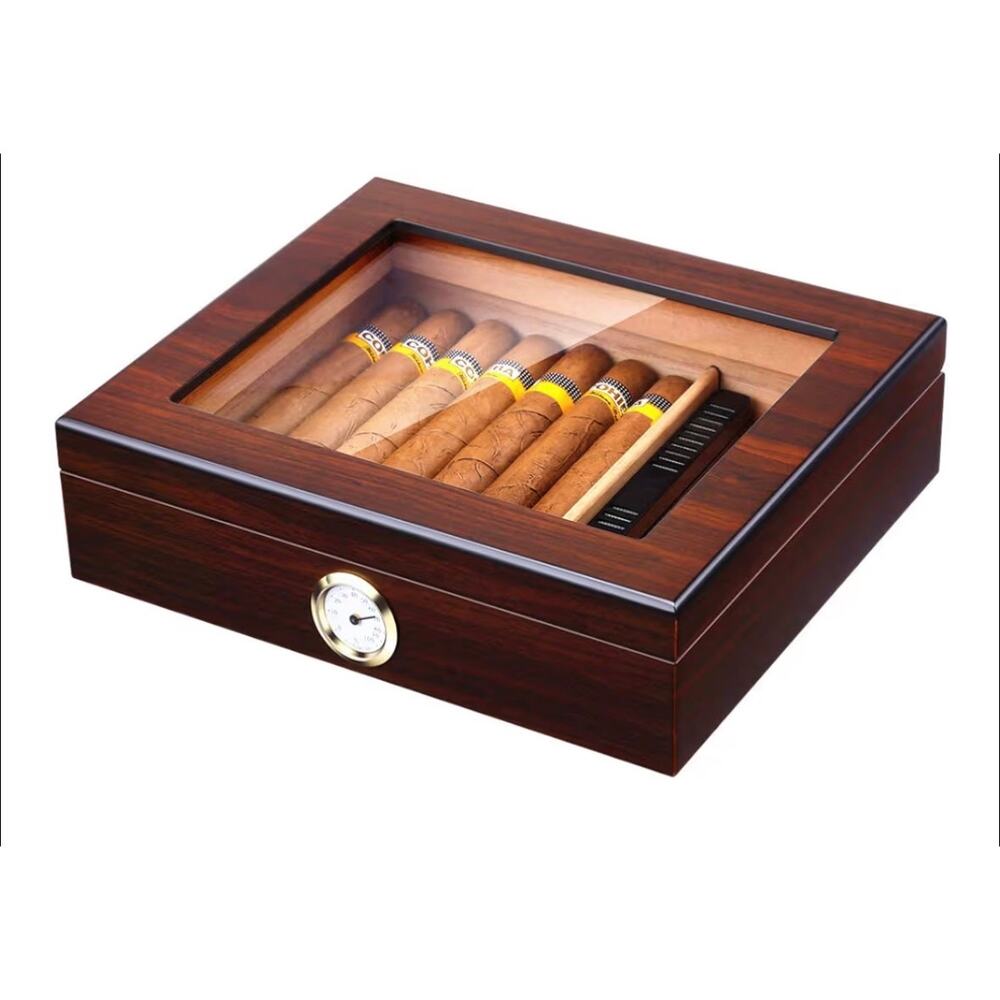 Bald Eagle Cigar Humidor, Cedar Cigar Desktop Box with Humidifier 25 Capacity
